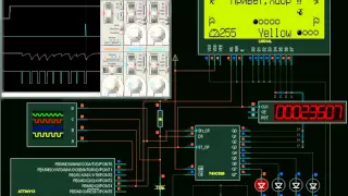 Proteus Demo Attiny13A + 74HC595 + HD44780 LCD