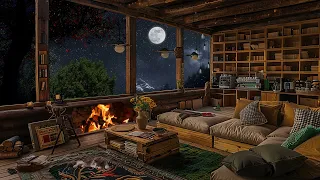 Relax in a Warm Wooden House Under the Starry Sky | Smooth Jazz Music Helps You Relieve Stress