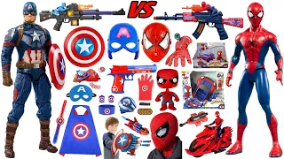 Spider-man VS Captain America Toys Collection Unboxing Review-Cloak，Robots，Mask，gloves，Laser sword