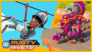 Lava Rescue on 🦖Dino Island and MORE | Rusty Rivets Episodes | Cartoons for Kids