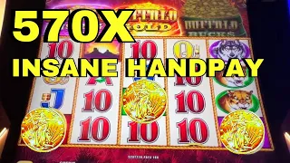 MY FIRST EVER HANDPAY JACKPOT 570X! Buffalo Triple Power Slots