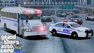 GTA 5 LSPDFR #560 NYPD Highway Patrol Escorting A Prisoner Transport Bus Attacked By The Ballas