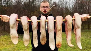 Beef tongues smoked in barrel. Very rare delicacy that you must see.