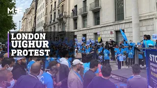 Protesters gather outside Chinese embassy in London over plight of Uighurs