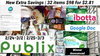 Publix Couponing 2/24-3/2| 2/25-3/3| New Extra Savings| 32 items, $98 for $2| Ibotta Bonus