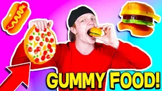 GUMMY FOOD vs REAL FOOD! *EATING GIANT GUMMY FOOD!*