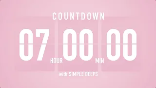 7 Hours Countdown Flip Clock Timer / Simple Beeps 🌸🔔