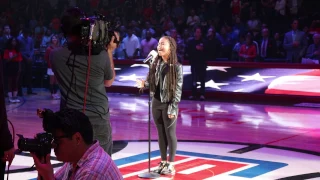 11 year old Asia Monet singing the National Anthem -  Staples Center, LA Clippers