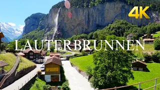 Heavenly beautiful Lauterbrunnen Valley 🇨🇭, Summer walking tour Lauterbrunnen Switzerland 4k