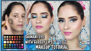 SHIMMERY EYE WITH GLOSSY LIPS MAKEUP TUTORIAL WATERPROOF MAKEUP GLOWING MAKEUP TUTORIAL