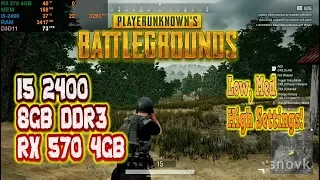 PLAYERUNKNOWN'S BATTLEGROUNDS I5 2400 & 8GB DDR3 & RX 570 4GB Gameplay Low, Med & High Settings!