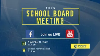 Amherst County Public Schools School Board Meeting 11/10/22