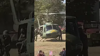 Bell UH-1H Huey Dropping Off Soldiers in a Vietnam Battle Re - enactment