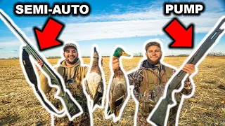 PUMP vs SEMI-AUTO Duck Hunting CHALLENGE!!! (Surprising Result!) CATCH CLEAN COOK