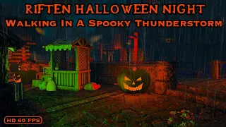 Skyrim - Halloween Night In Riften Heavy Rain & Thunderstorm Spooky Ambience - Rain Sounds For Sleep