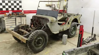 1947 CJ2A Restoration -Preparing to remove Tub off the Frame