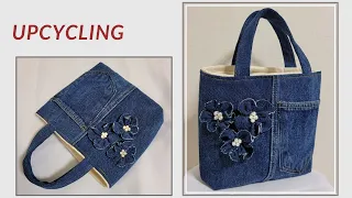 DIY  안입는 청바지 리폼/가방 만들기/jeans refashion/작은가방/손가방/Making Mini Ecobag/미니 에코백/Upcycling