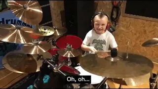 Five Finger Death Punch - Bad Company  (Drum Cover) - Caled H Drummer Age 7 - Legendado PT-BR