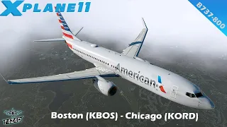 [X-plane 11] American Airlines Full Flight | B737-800 | Boston (KBOS) - Chicago (KORD)