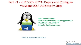 Part - 3 - VCP7-DCV 2020 - Deploy and Configure VMWare VCSA 7.0 Step by Step