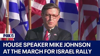 House Speaker Mike Johnson addresses crowd at the March for Israel rally in DC