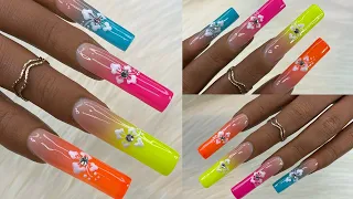 Polygel Nails | Ombre Nails | Summer Nails + Hibiscus Flower Nail art🌺 @bornprettyofficial PR