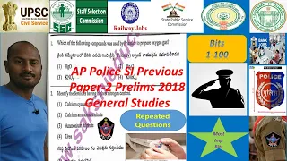 AP  SI Prelims 2018 Paper 2 General Studies with solutions in telugu