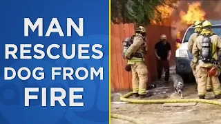 Man saves family dog from burning home