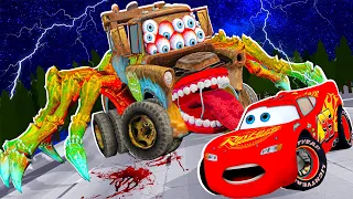 Lightning McQueen and BOOST vs MATER SPIDER Choo Choo PART6 Pixar cars apocalypse in  BeamNG.drive