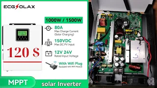Solar hybrid inverter ECGSOLAX 1KW 12V. UPS Review and testing.