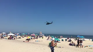 An HH-60G pave hawk helicopter fly by so low