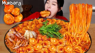 spicy hot pot mukbang with seafood and Daechangㅣkorean foodㅣREAL MUKBANG