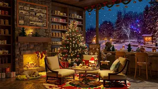Snowy Night Ambience at Cozy Coffee Shop ☕ Smooth Jazz Music for Relax, Study, Work