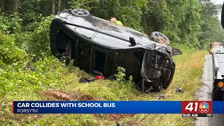 Monroe County school bus, car collision sends drivers to Macon hospital