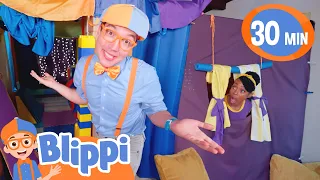 Blippi & Meekah's Great Big Fort Build | Blippi - Educational Videos For Kids