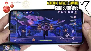 Samsung Galaxy A55 Genshin Impact Gaming test | Exynos 1480, 120Hz Display