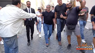 Sylvester Stallone Fist Bumps Fan in Rome