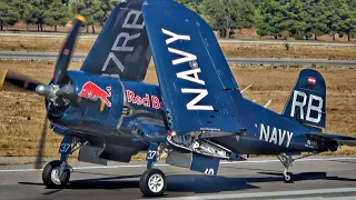 Red Bull F4U Corsair | Aerobatic Display Flight, Takeoff & Landing | Close Taxi | AFW Airshow