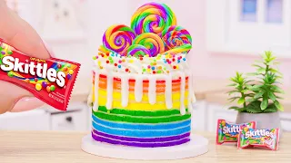 🍭Satisfying Miniature Rainbow Lollipop Cake Decorating - Easy Rainbow Cake Recipe | Mini Bakery