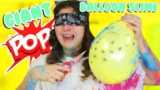 GIANT BALLOON SLIME CHALLENGE WHILE BLINDFOLDED!| GIANT POP IT INSTAGRAM SLIME | Slimeatory #178