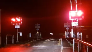 Midnight Freight at Rowston Level Crossing, Lincolnshire