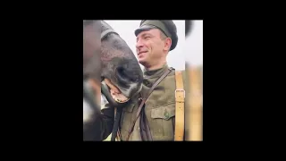 Антон Хабаров на съёмках с конём.
