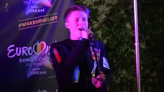 Eurovision 2019 - Eliot sings Wake Up at Belgian embassy in Tel Aviv