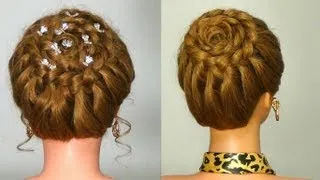 Прическа  с плетением "Корзинка". Circle braid. Braided hairstyle for every day.