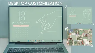 MINIMALIST DESKTOP CUSTOMIZATION with calendar: SAGE/ MINT GREEN THEME (Windows 11)