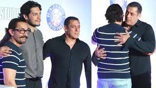 Salman Khan Meet And HUG Aamir Khan And his Son Junaid At Dono Premiere