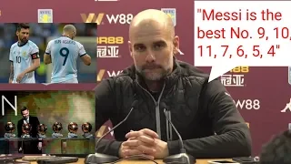 "Messi is the best No. 9, 10, 11, 7, 6, 5, 4,"   😲🤔  Guardiola laughs off Aguero comparison