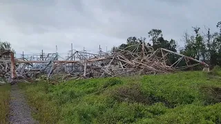 Massive Entergy tower falls near New Orleans during Hurricane Ida