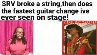 Stevie Ray Vaugan Look at little sister Reaction(Amazing guitar change over after breaking a string)