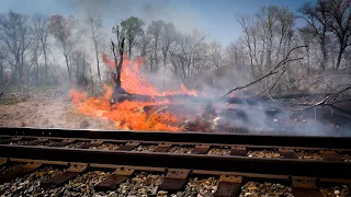 🔥LORAM Rail Grinder Starts a FIRE then PUTS IT OUT!🔥